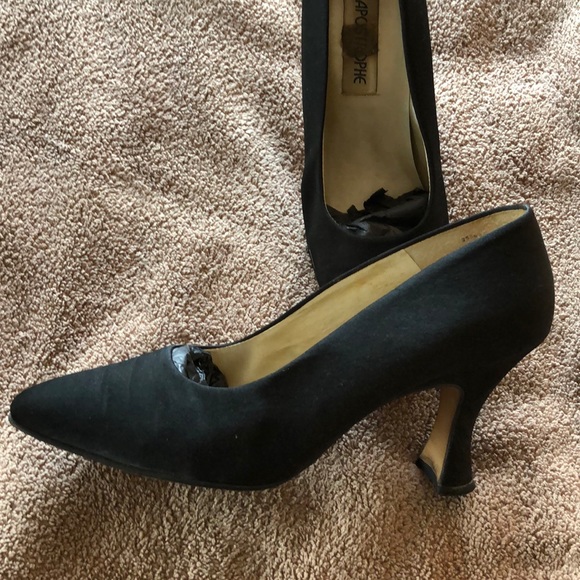 Evening satin Black heels vintage 11m - Picture 2 of 6